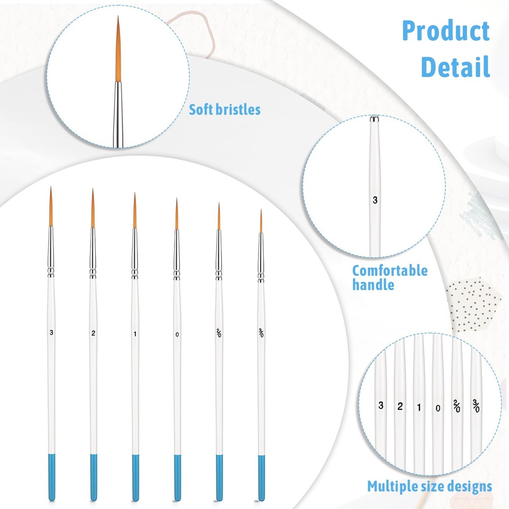 6 Pcs Script Liner Brush Long Fine Point Liner Tip Brush Pinstriping Paintbru...
