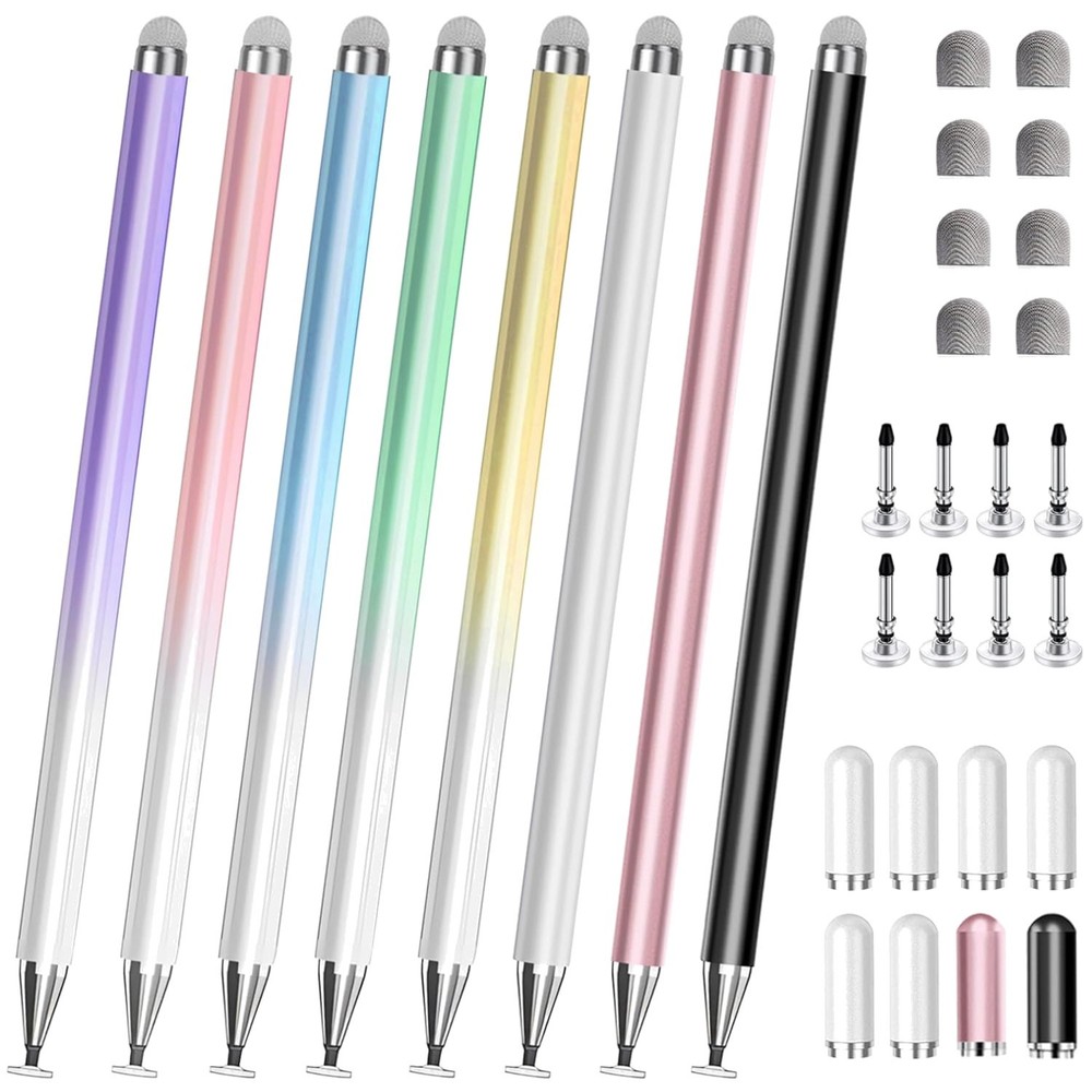 8 Pack Stylus Pens with Interchangeable Tips for All Touchscreen Devices