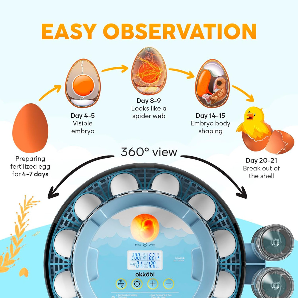 18 Egg Incubator with Automatic Egg Turning and Humidity Control – Egg Incubator