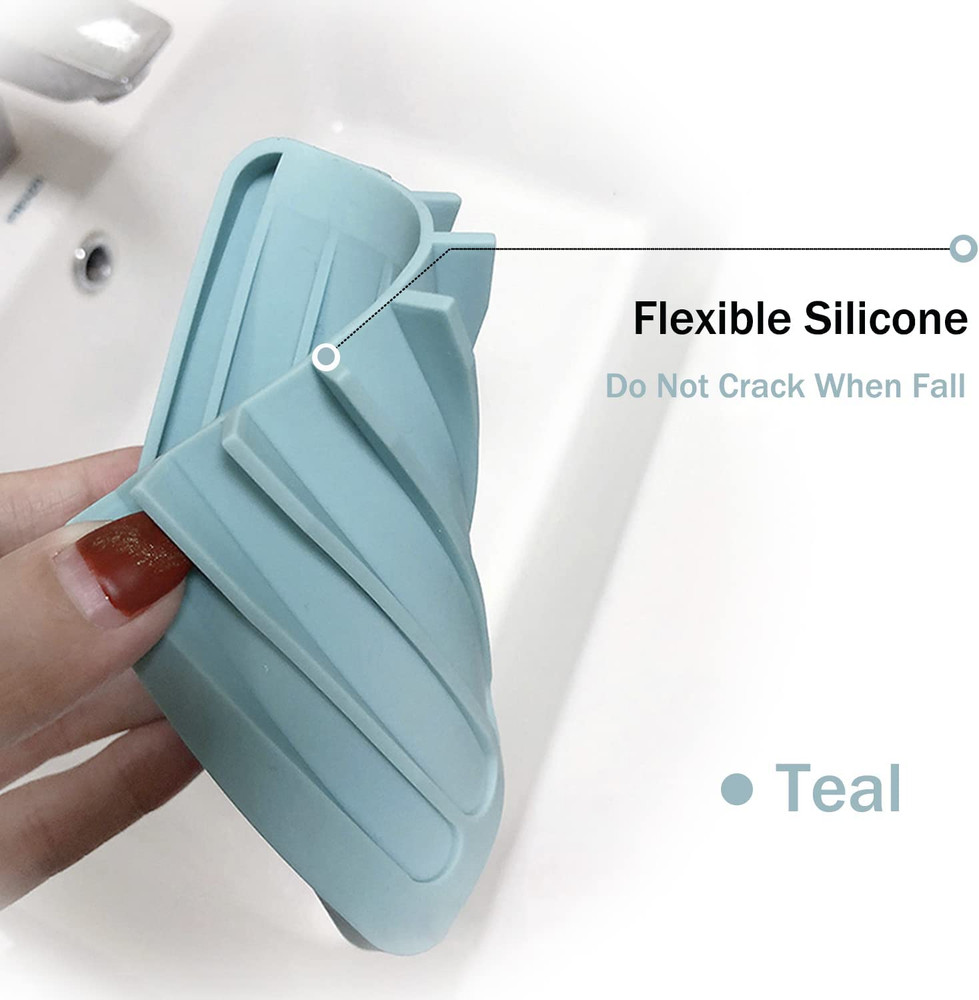 Silicone Self-Draining Soap Dishes, 3-Pack, for Clean & Dry Soap Bars