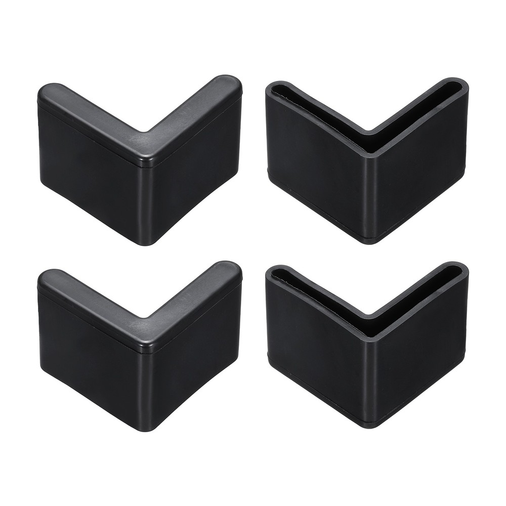 4Pcs 1-3/8" Bed Frame End Cap, Angle Iron Foot Pad Leg Protector, Black