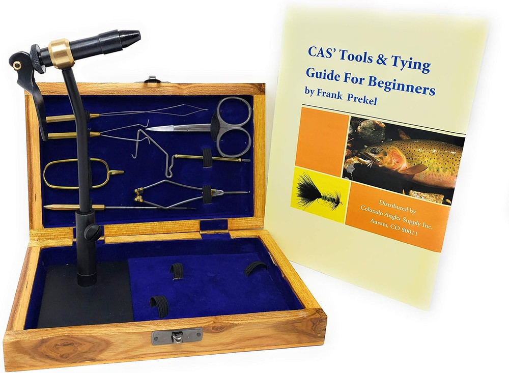 Fly Tying Standard Tool Kit with Wooden Box & Book