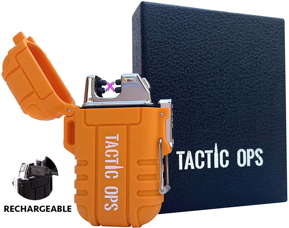 TACTIC OPS - RECHARGEABLE TACTICAL WATERPROOF & WINDPROOF LIGHTER (ORANGE)