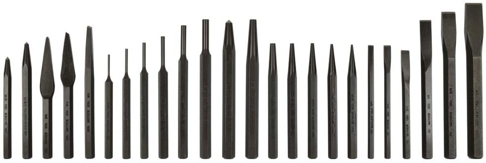 Mayhew 61050, 24-piece Pro Punch & Chisel Set Hex Shank