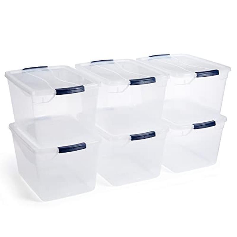 30QT Clear Plastic Stackable Storage Box Containers W/ Latching Lids Set of 6