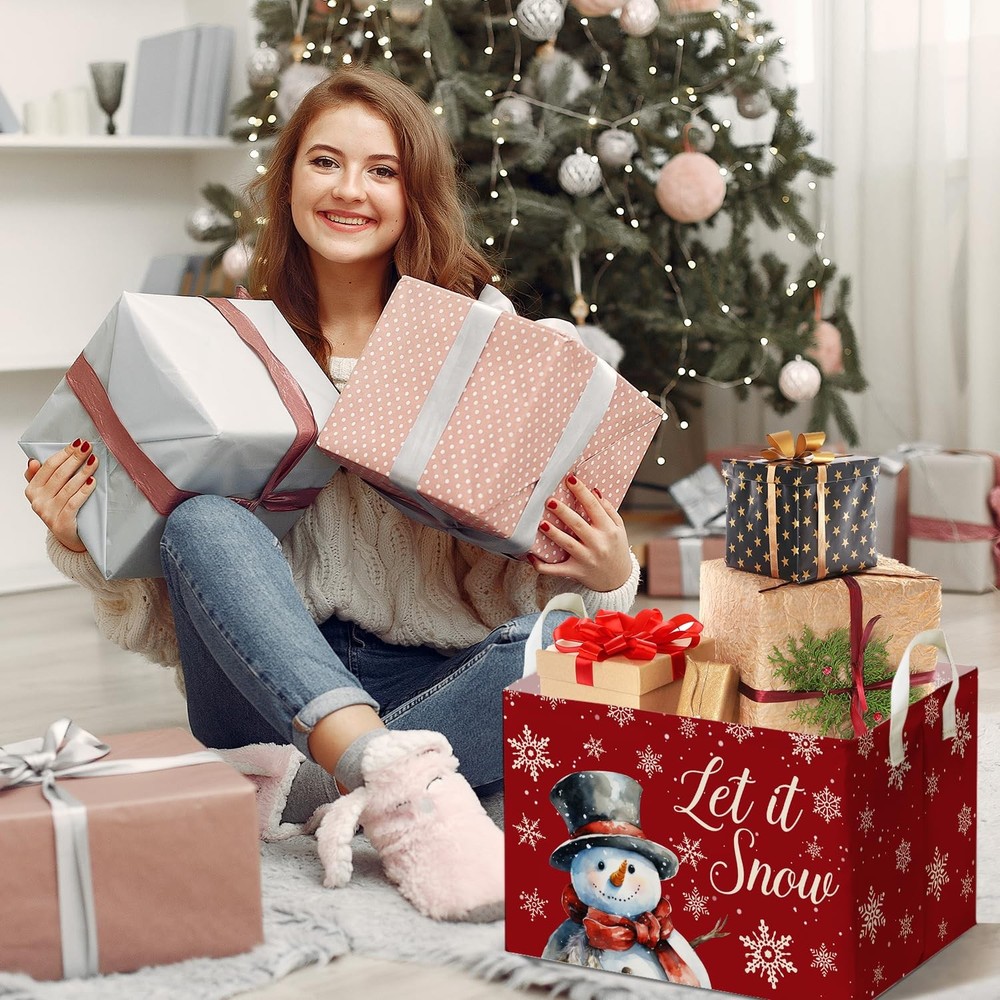Merry Christmas Snowman Rectangular Basket,Waterproof Boxes with Handle, Toy ...