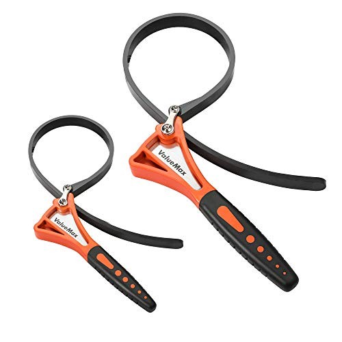 2-piece Rubber Strap Wrench Set, Adjustable Straps with Max Diameter 4"