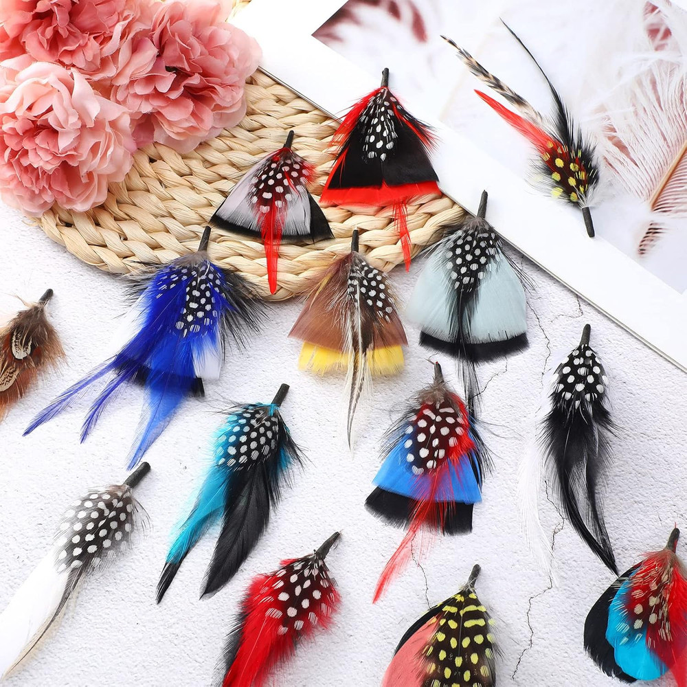 20 Pcs Hat Feathers, Assorted Feathers for Hats Colorful Real Feathers Access...