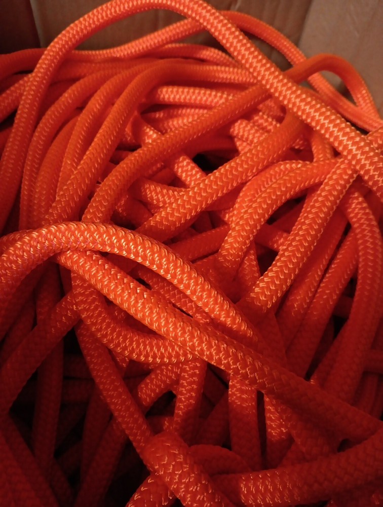 9/16 x 100 ft. Double Braid-Yacht Braid Polyester Rope. Orange