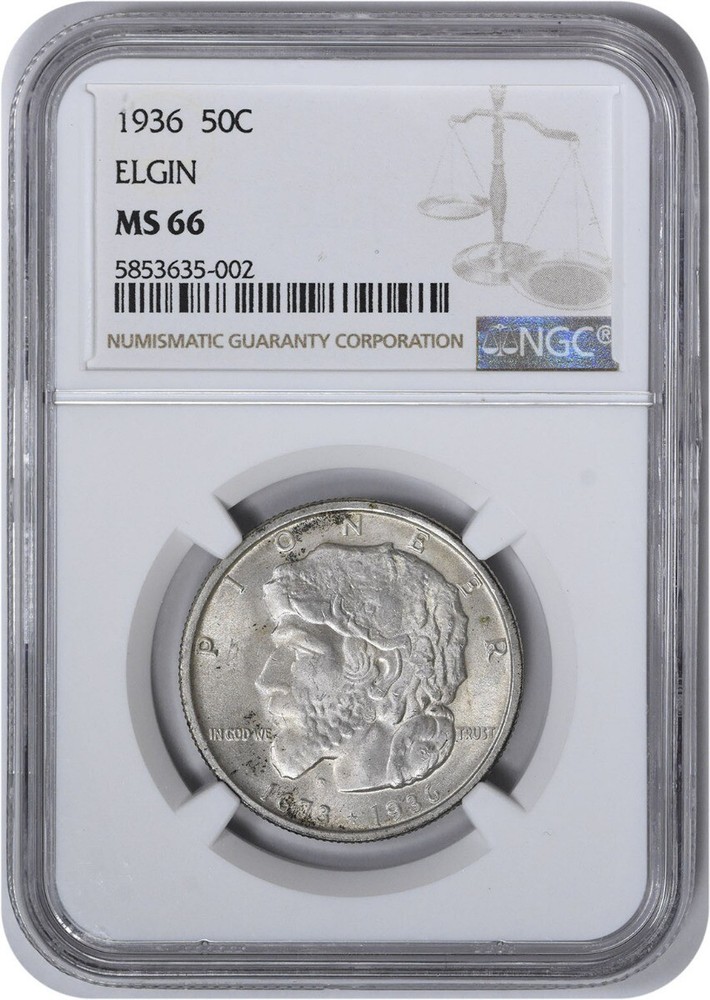 Elgin Commemorative Silver Half Dollar 1936 MS66 NGC