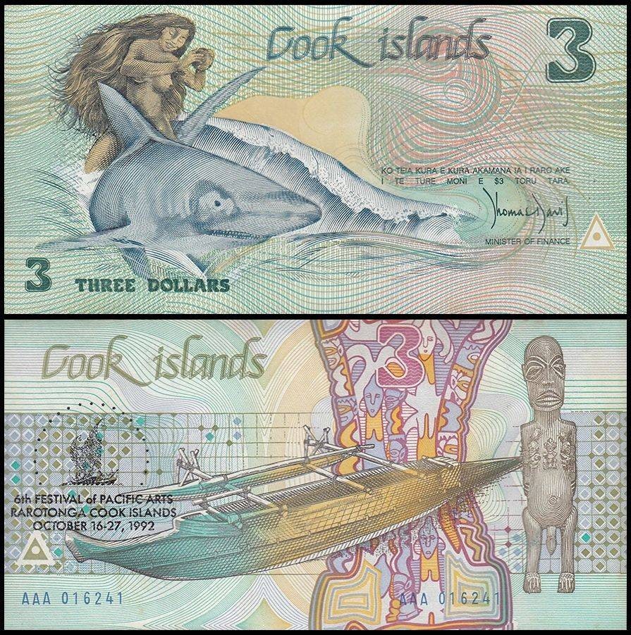 Cook Islands 3 Dollars, 1992, P-6, UNC, Commemorative