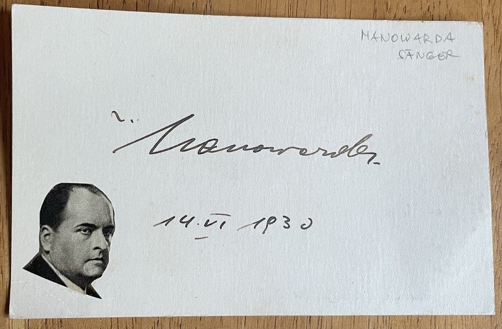 Austrian Opera Singer Josef Von Manowanda Autograph