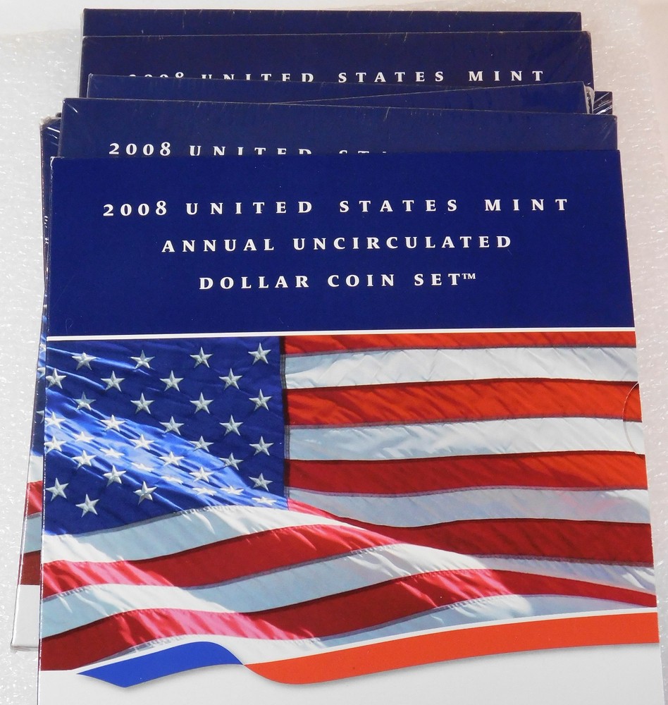 2008 US Mint UNC Presidential Dollar set + UNC Silver Eagle 6 coins #JS14