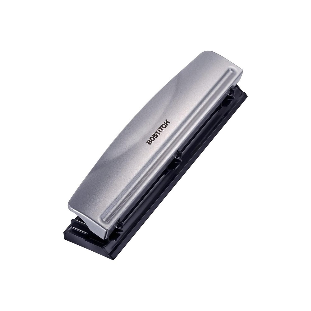Efficient Manual 3 Hole Punch - 12 Sheets Capacity, Rubber Base for Stability