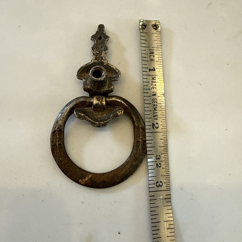 4 Vintage Brass Ornate Drop Ring Pulls