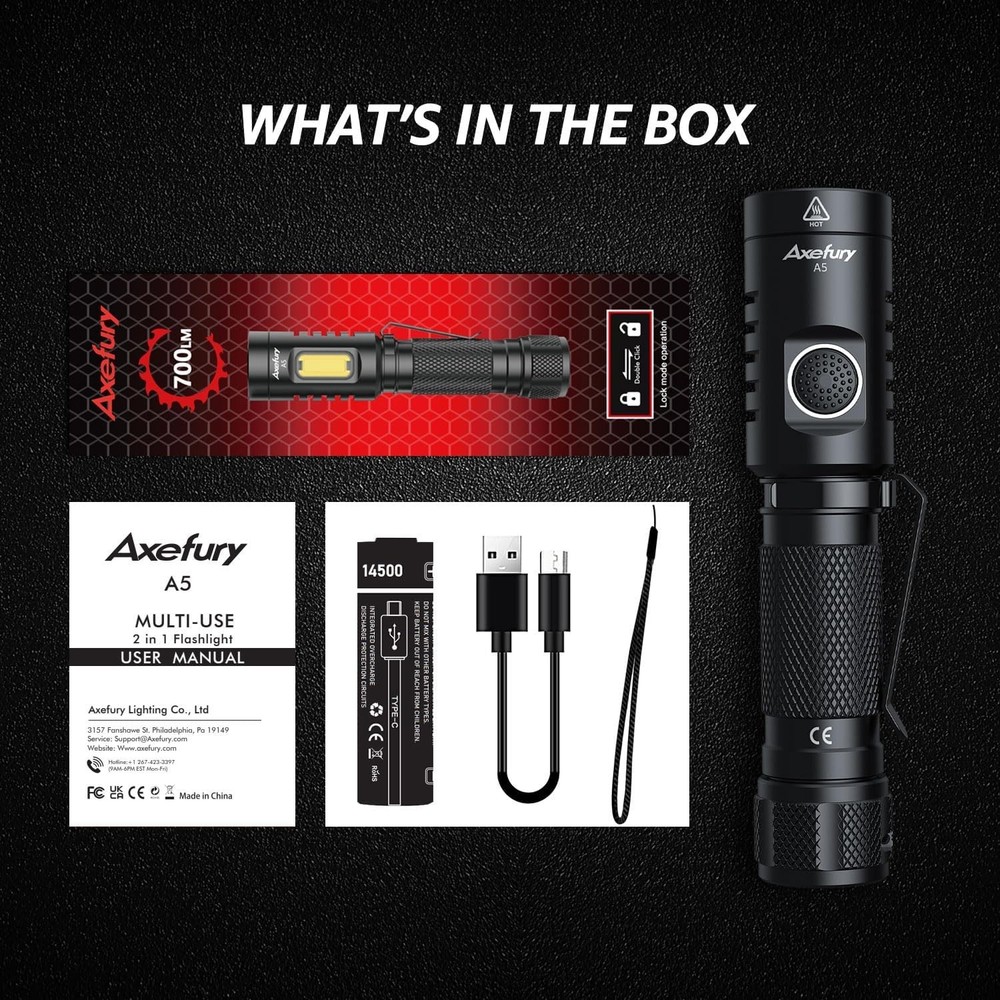 700Lumens Super Bright LED Tactical Flashlight Work Light USB Charge Battery