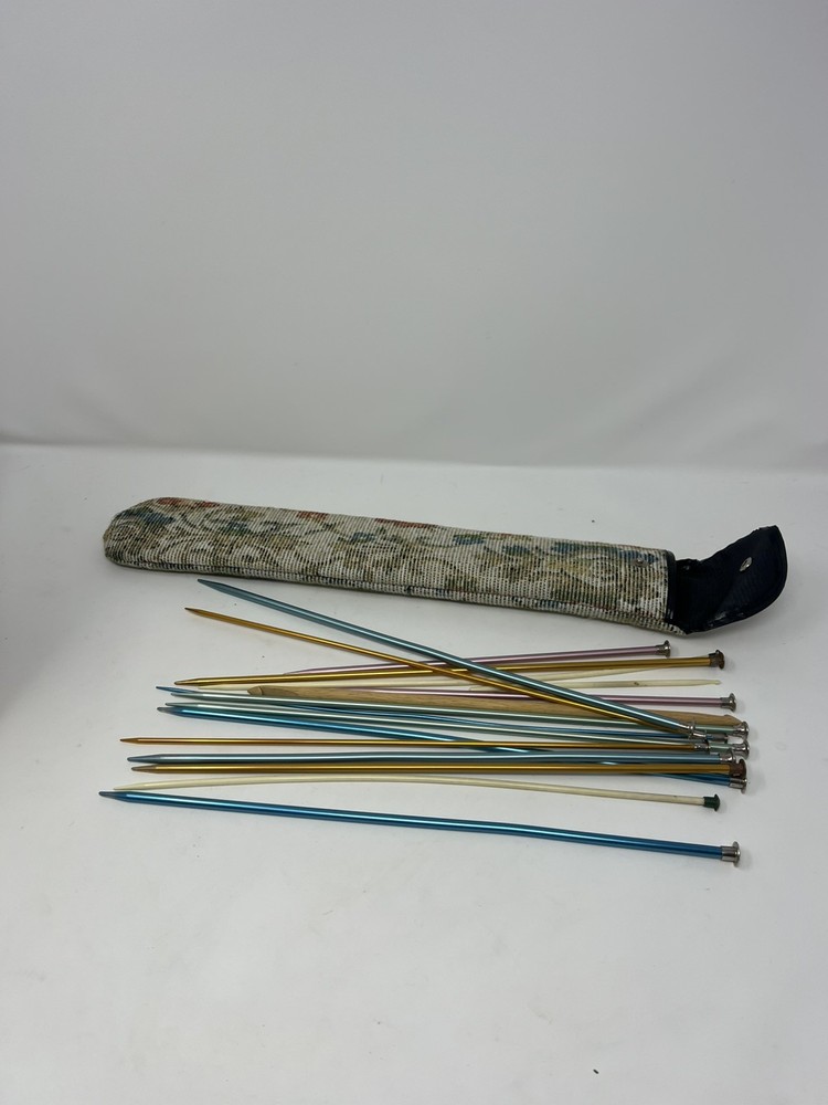 Vintage Knitting Needle Case Filled w/Knitting Needles