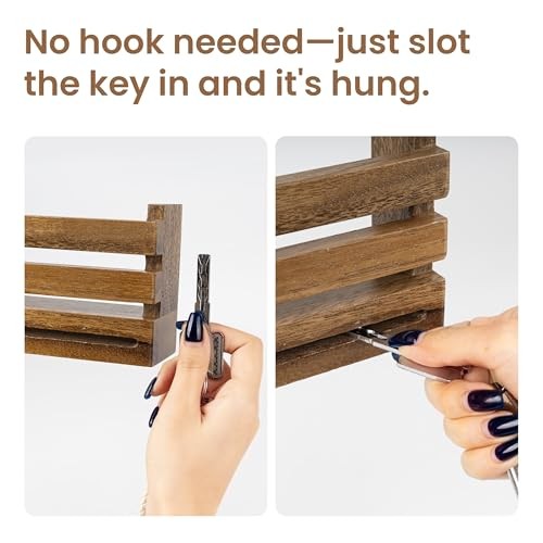 Solid Wall Mounted Key Holder with Acrylic Vase & Mail Organizer, Walnut