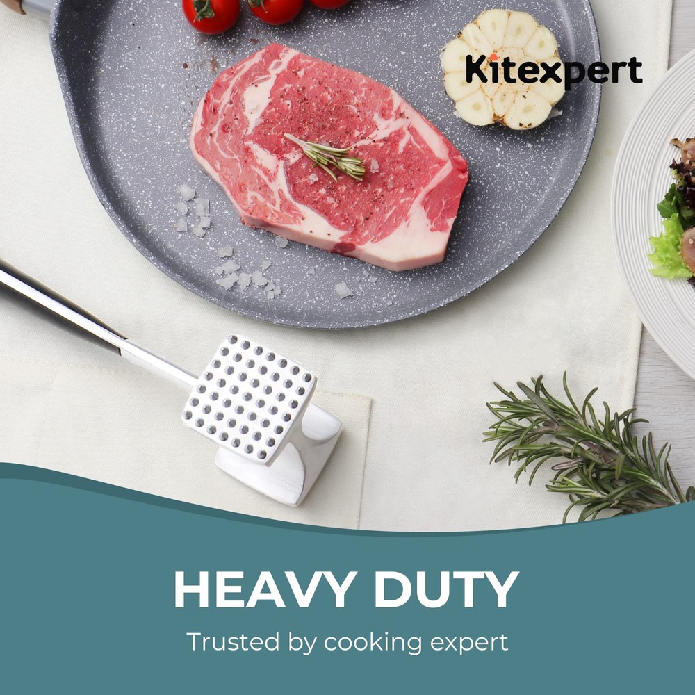 Meat Tenderizer Hammer with Comfortable-Grip Handle, Dual-side Mallet for Kit...
