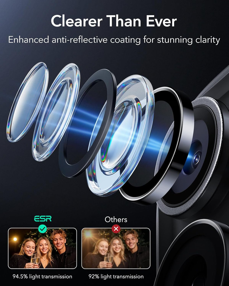 ESR Camera Lens Protector for Iphone 17 Pro Max/17 Pro 1 Pack Black