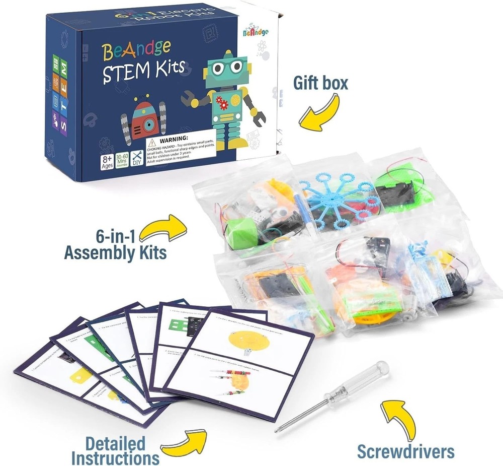 6 in 1 STEM Robotics Kit for Ages 8-12 - Fun Coding & Engineering Activities