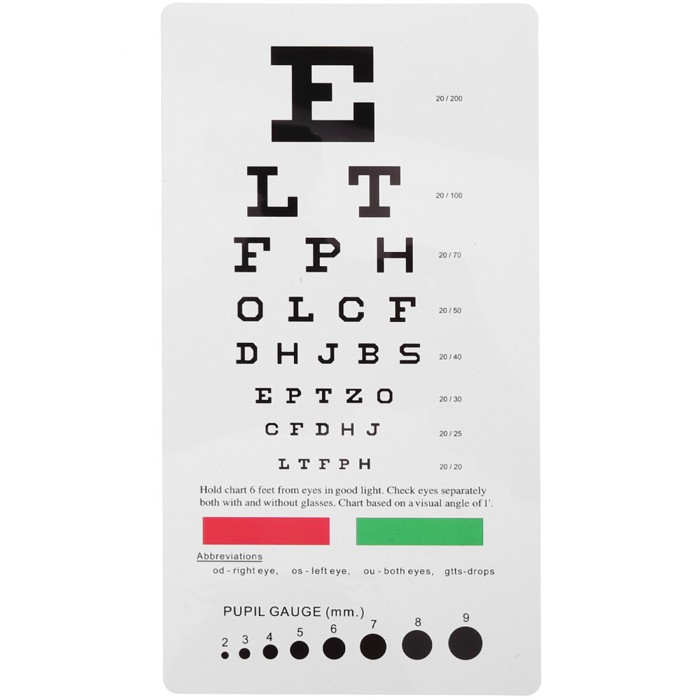 Plastic Eye Chart Vision Testing Portable Chart Double Sided Eye Chart for Wall