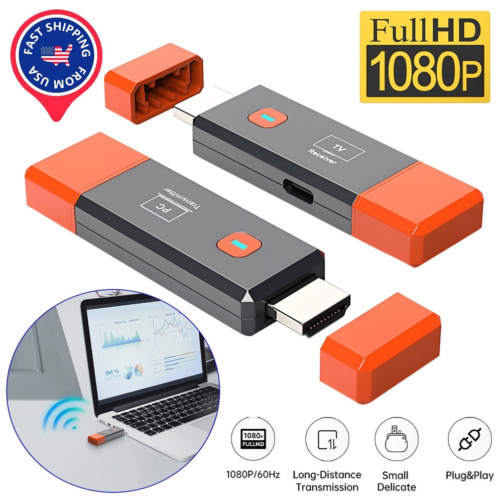 HD Wireless HDMI Video Transmitter and Receiver TV Stick Screen Share Extender~