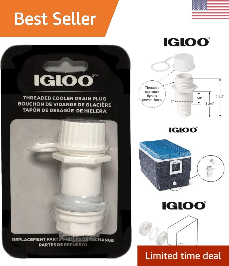 Igloo Replacement Threaded Drain Plug One Size Coolers And Ice Chests White NEW