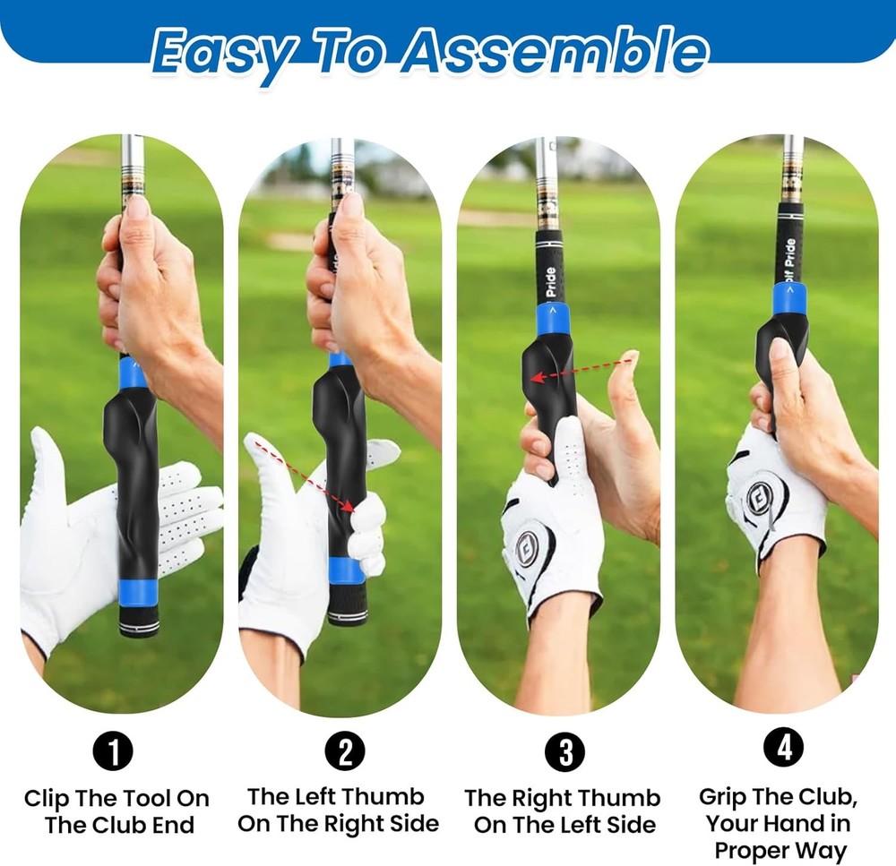 Clip-On Golf Grip Trainer,Swing Training Aid to Improve Proper Hand Positioning
