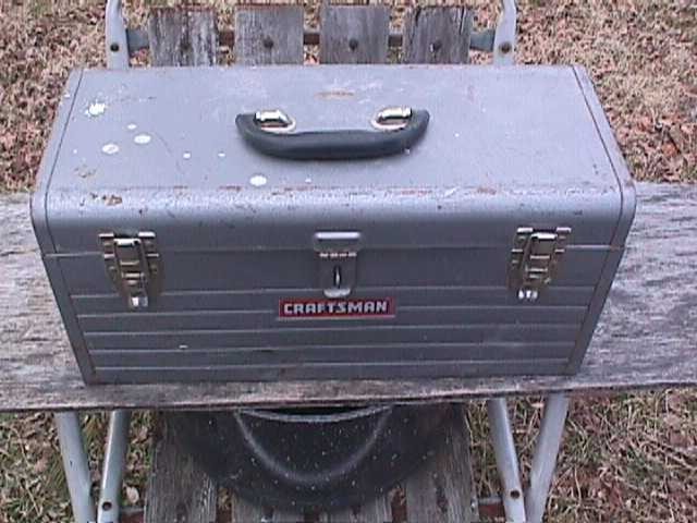 Sears Craftsman Vintage Grey Metal Toolbox WITH TRAY