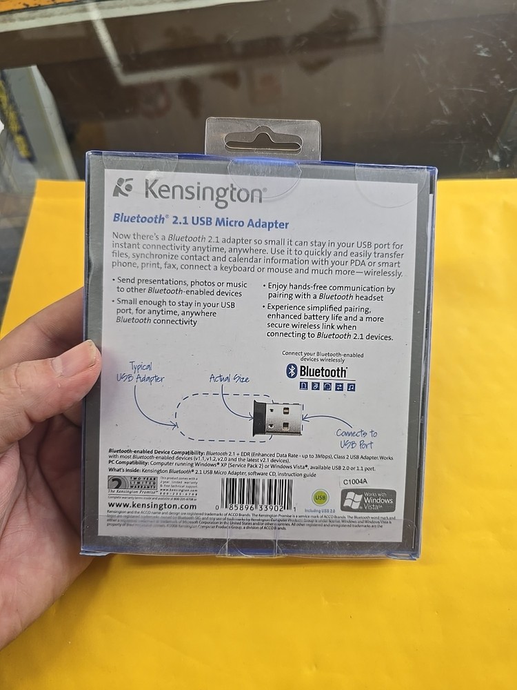 Kensington Bluetooth 2.1 USB Micro Adapter Network adapter EDR Class 2 - NEW