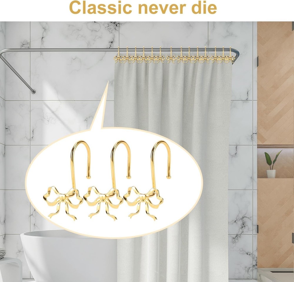 Slight Measurement Deviation Bathroom Decoration Bowknot Hook 12-Piece Set