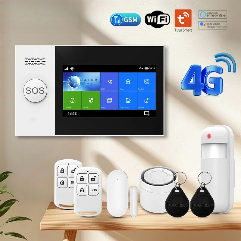 4G Wireless Home Alarm System WiFi Security System with 4.3 In Full Touch Screen