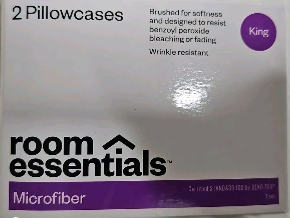 Room Essentials King Size Microfiber White Pillowcase 2 Piece Set