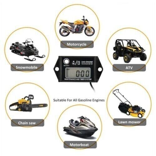 Waterproof Tiny Tach Digital Hour Meter Gauge Tachometer Resettable Job Timer