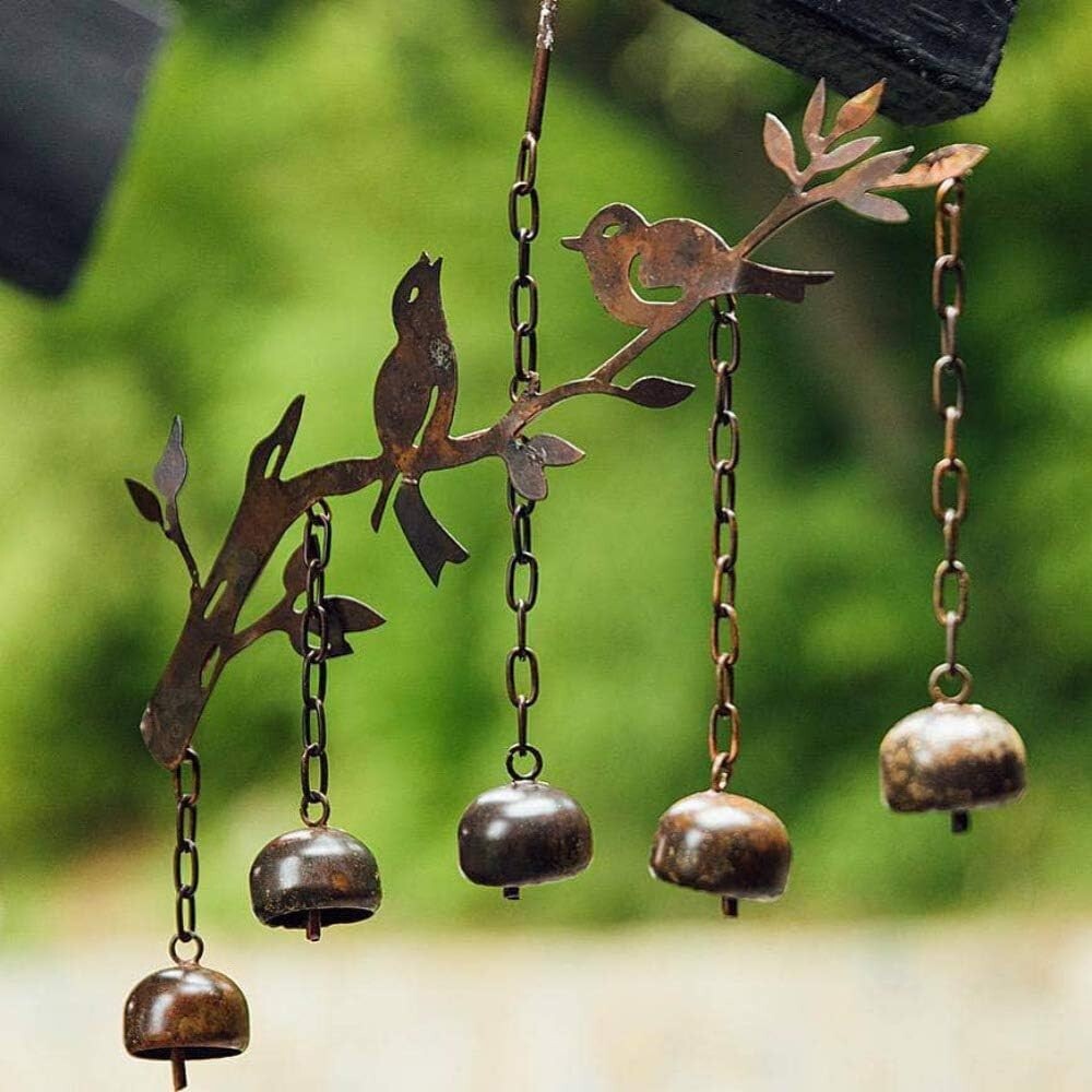 Ancient Graffiti Birds W/Bells Wind Chime, Multi