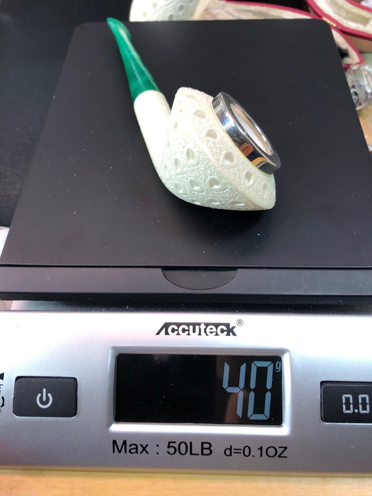 Tekin Squashed Rhodesian Pipe-new-block Meerschaum Handmade W Case#796 Silver
