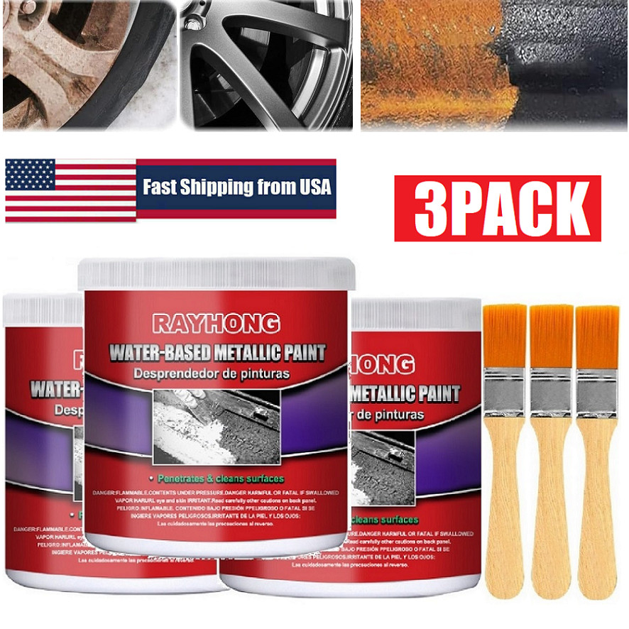 3Pcs Multifunctional Rust Removal Rust Converter Water-Based Primer for Metal US