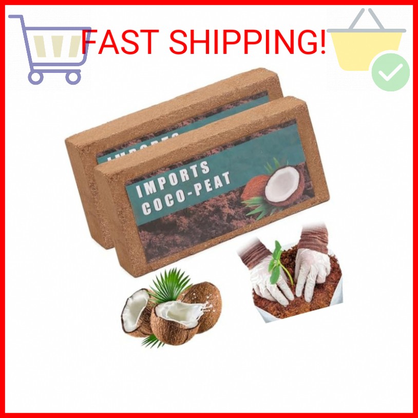 Coco Coir Brick, 2 PCS 100% Natural Organic Compressed Coconut Brick Seed Starte