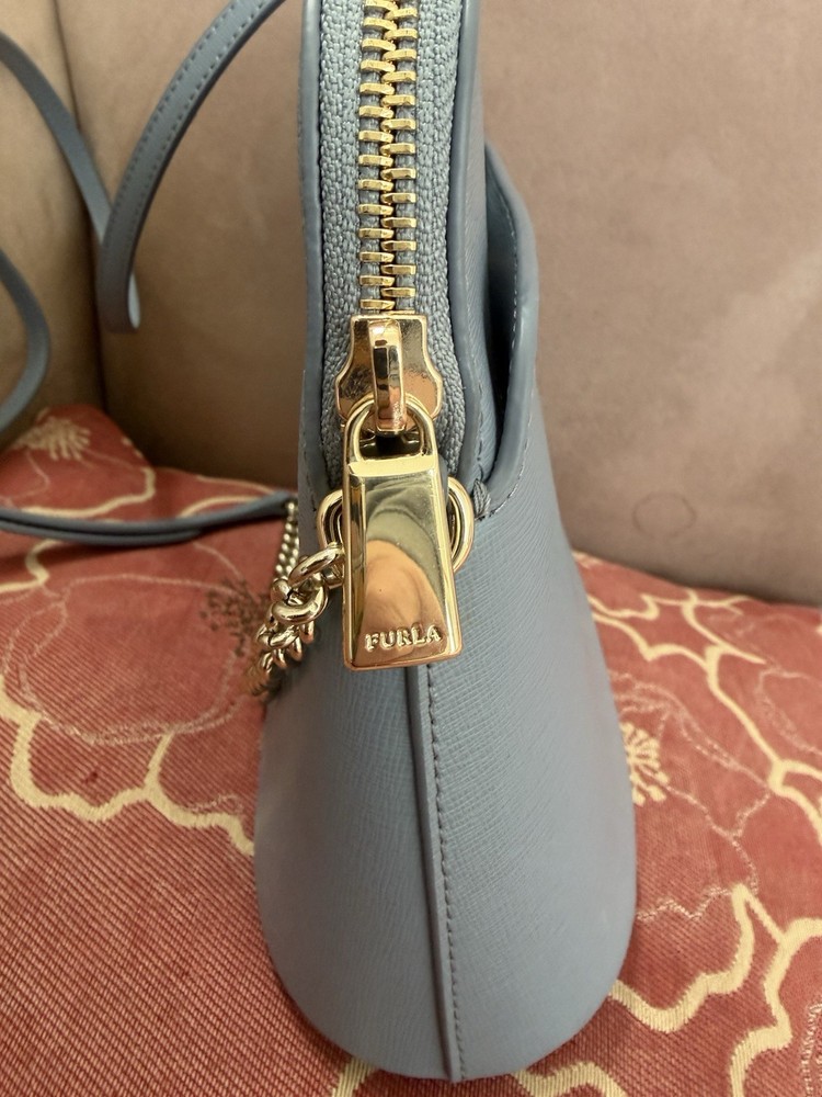 Furla Leather Crossbody Light Blue Pristine Condition
