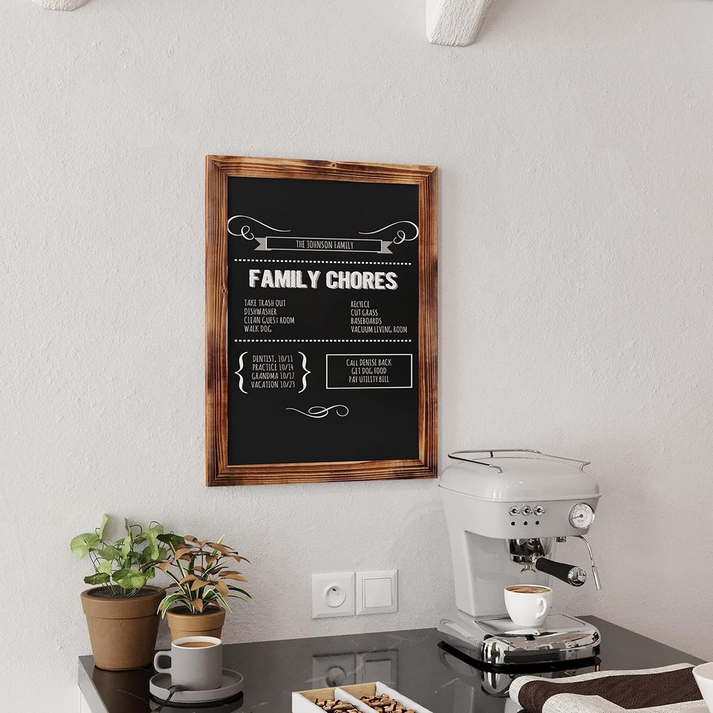 Creations 18" x 24" Torched Brown Solid Wood Frame Wall Chalkboard