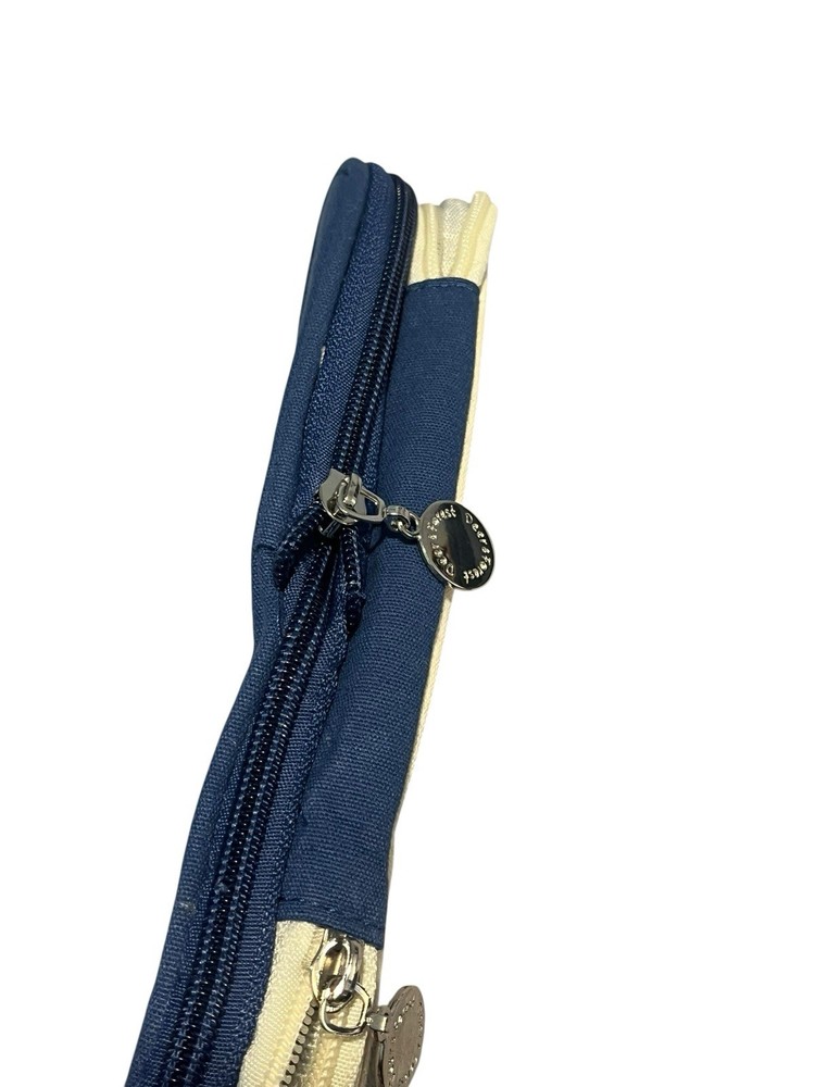 Deer & Forest Canvas Pencil Case Blue White Expandable Multi Compartment NWT
