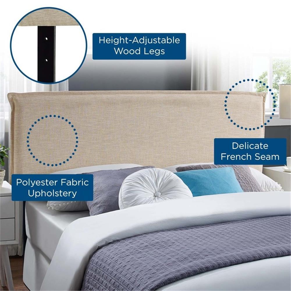 Modway Camille Queen Upholstered Polyester Fabric Headboard in Beige
