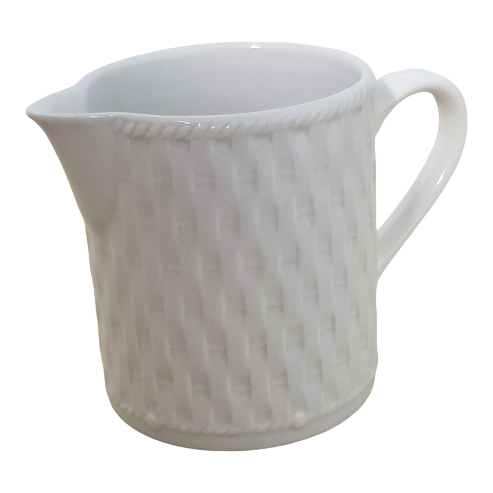 Gourmet Collection By Oneida Creamer White Wicker Pattern Glazed Stoneware