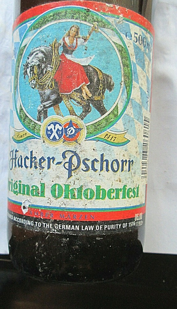 HACKER PSCHORR ORIGINAL OCTOBER FEST AMBER MARZEN SINCE 1417, BROWN, EMPTY, USED