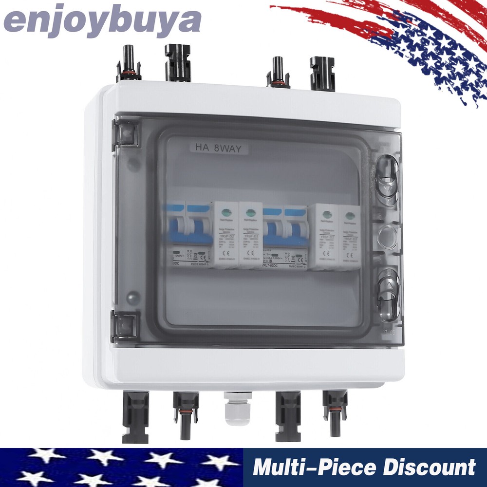 Solar Combiner Box with 2 Strings, Circuit Breaker & Manual Disconnect Feature