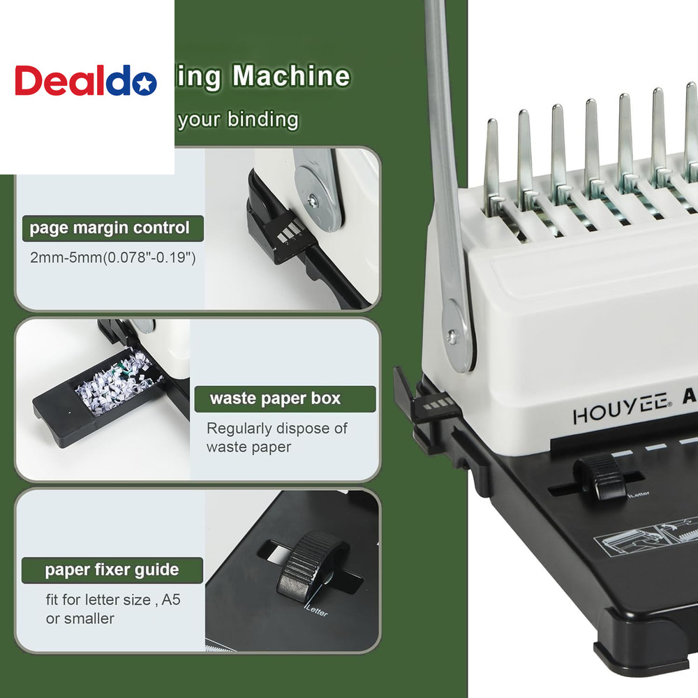 Binding Machine, 19 Holes, 450 Sheets, Comb Binding Machines with 50 PCS 1/2" Co
