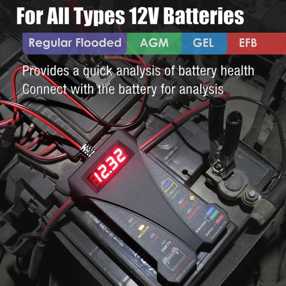 Precision 12V Battery and Charging System Analyzer with Safe Operation Features