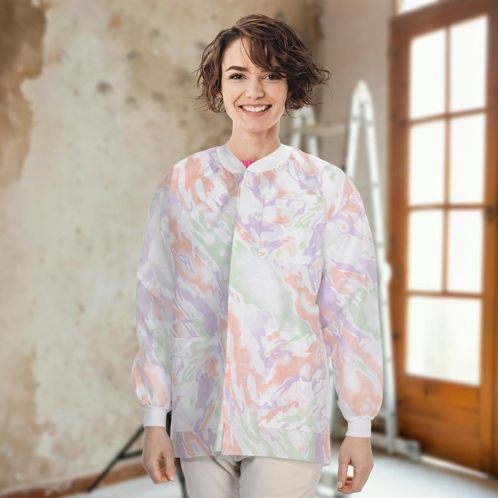 Multicolor Disposable Lab Jackets Medium SMS Snap Front 10 Pack