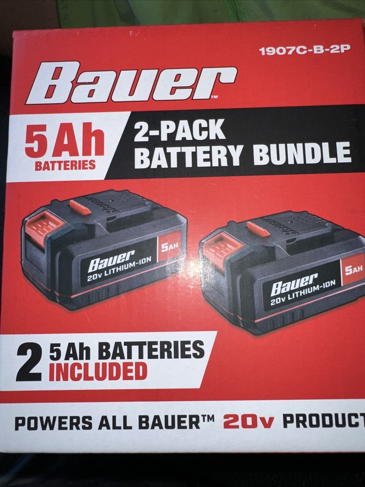 *NEW* Bauer 20V 5 Ah Lithium-Ion Battery Bundle, 2-Pack, 1907C-B-2P, 71270